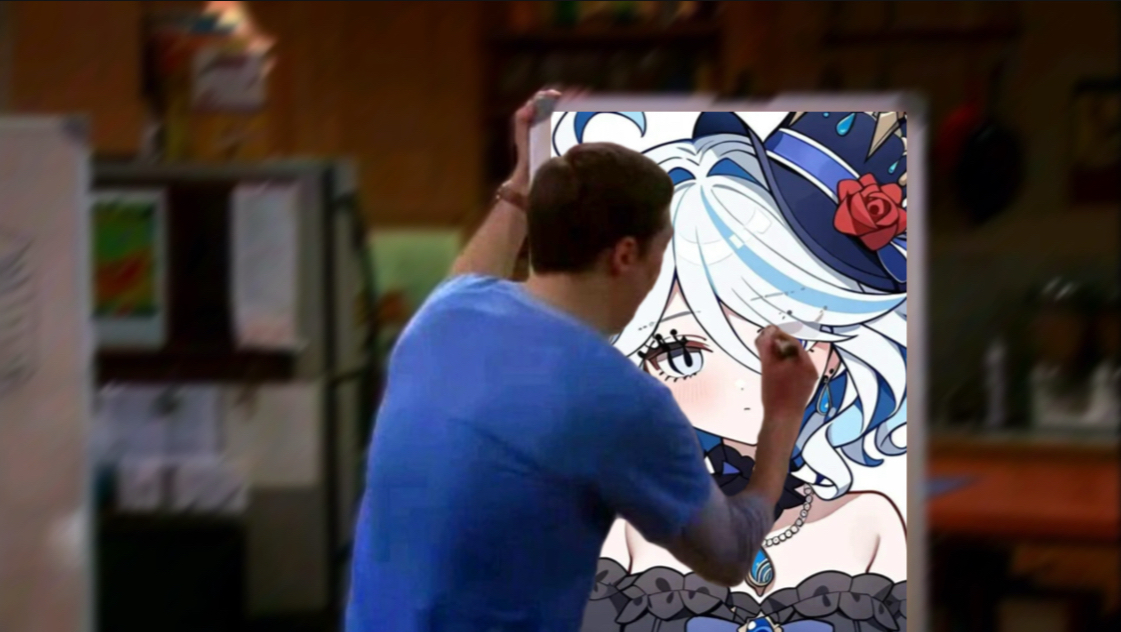 “看！这是我给顾客画的画像”